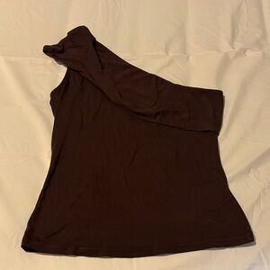 Brown One-Shoulder Crop Top